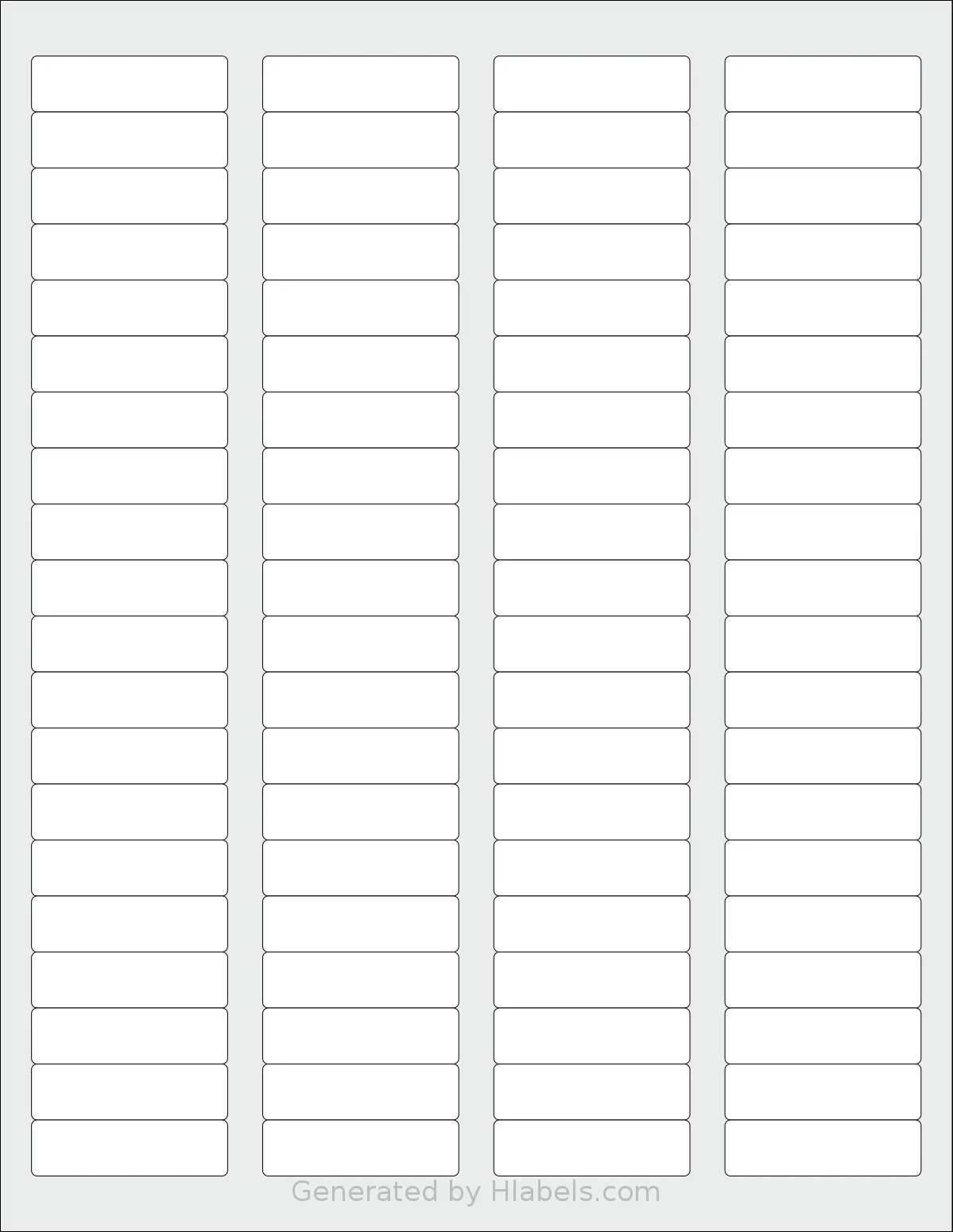 Labelsbythesheet® 0093 template with 80 rectangular 1.75 x 0.5 inch labels per sheet, on Letter-size adhesive blank label sheets.