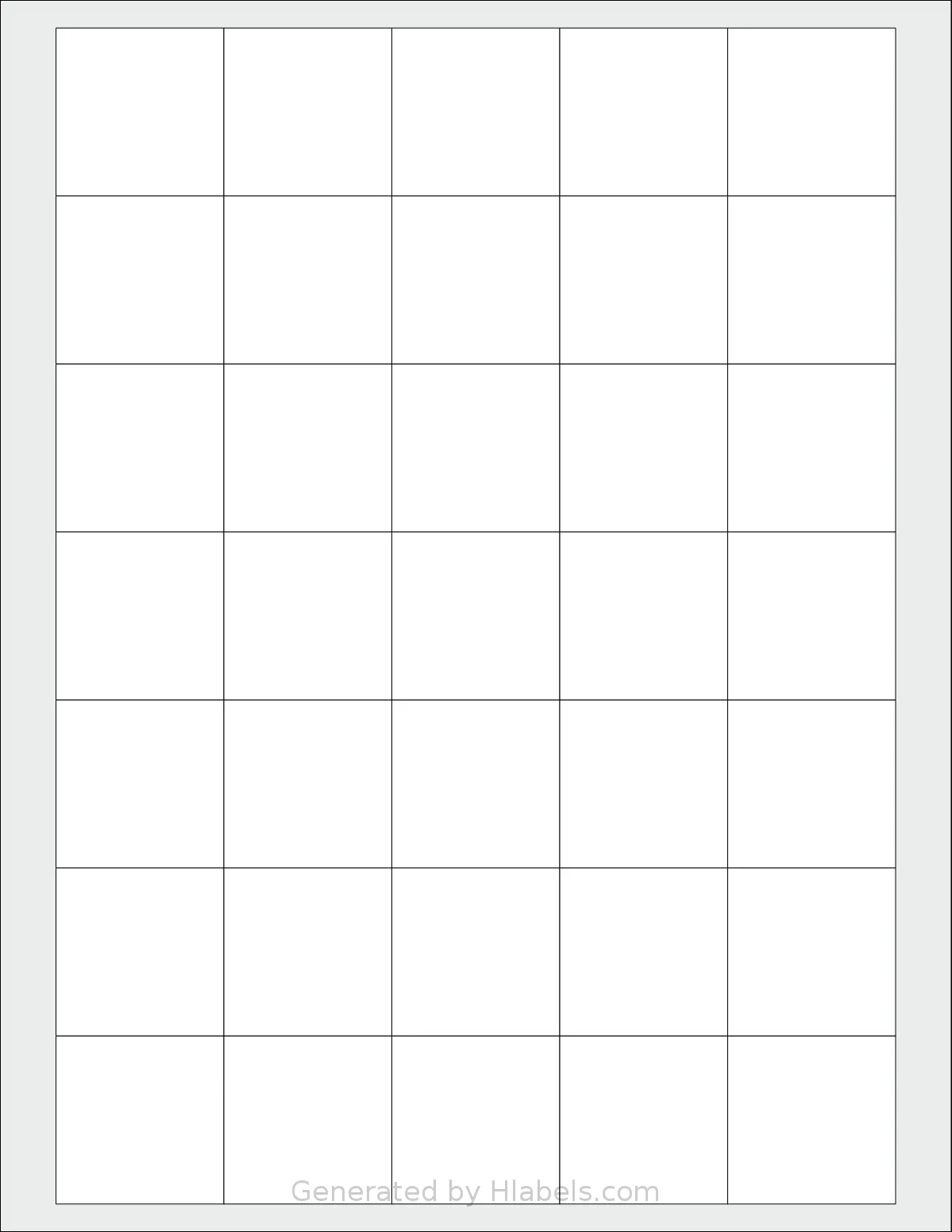Labelsbythesheet® 0173 template with 35 square 1.5 x 1.5 inch labels per sheet, on Letter-size adhesive blank label sheets.