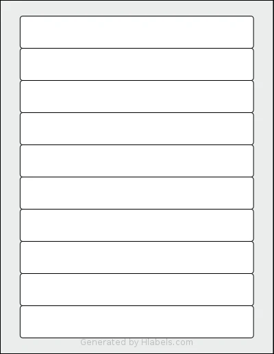 Labelsbythesheet® 0203 Template Labelsbythesheet® 0203 template with 10 rectangular 7.25 x 1 inch labels per sheet, on Letter-size adhesive blank label sheets.