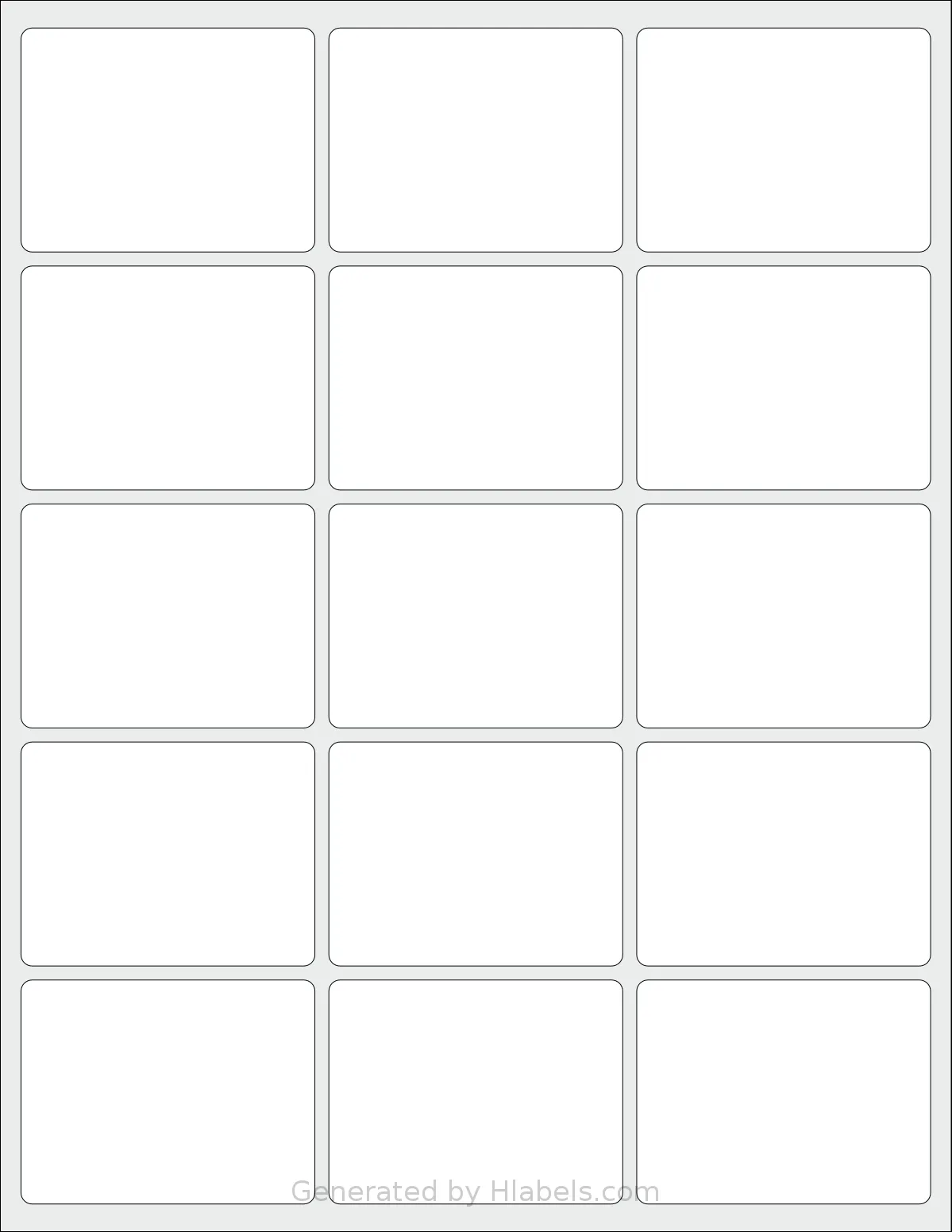 Labelsbythesheet® 0233 template with 15 rectangular 2.625 x 2 inch labels per sheet, on Letter-size adhesive blank label sheets.