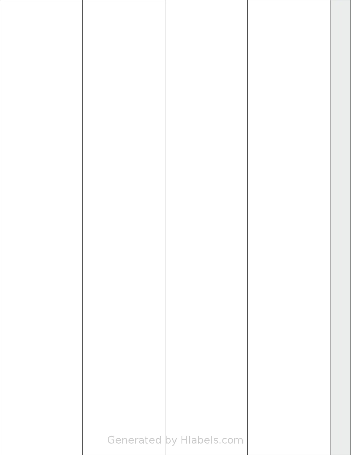 Labelsbythesheet® 0251 template with 4 rectangular 2 x 11 inch labels per sheet, on Letter-size adhesive blank label sheets.