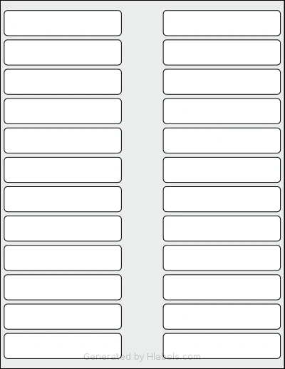 Labelsbythesheet® 0253 template with 24 rectangular 3.5 x 0.75 inch labels per sheet, on Letter-size adhesive blank label sheets.