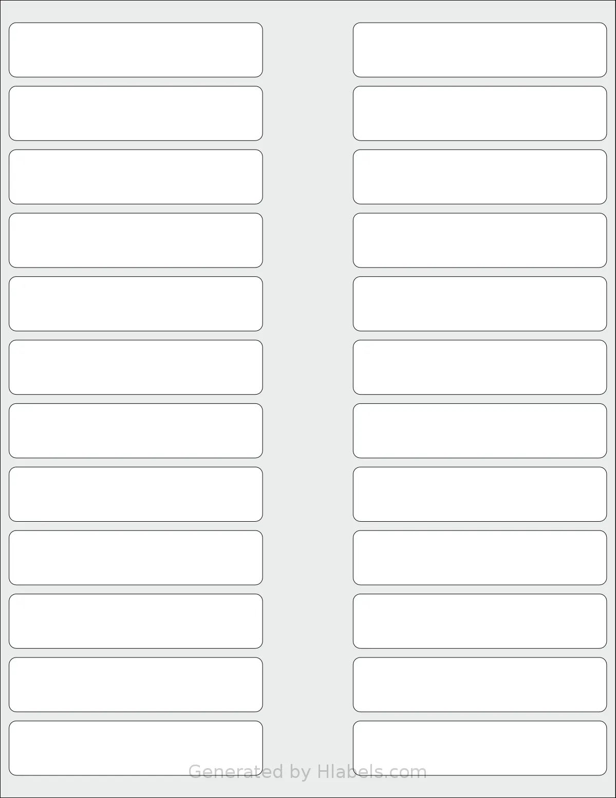 Labelsbythesheet® 0253 template with 24 rectangular 3.5 x 0.75 inch labels per sheet, on Letter-size adhesive blank label sheets.