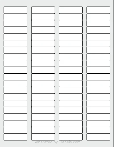 Labelsbythesheet® 0293 template with 80 rectangular 1.75 x 0.5 inch labels per sheet, on Letter-size adhesive blank label sheets.