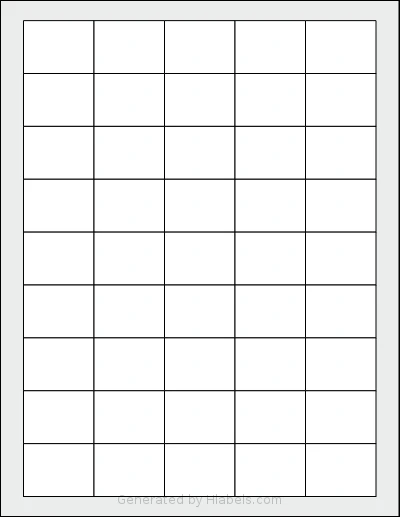 Labelsbythesheet® 0383 template with 45 rectangular 1.5 x 1.125 inch labels per sheet, on Letter-size adhesive blank label sheets.