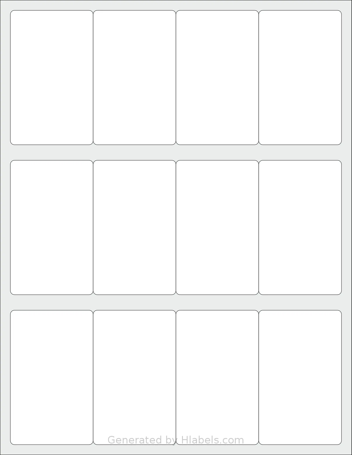Labelsbythesheet® 0403 template with 12 rectangular 2 x 3.25 inch labels per sheet, on Letter-size adhesive blank label sheets.