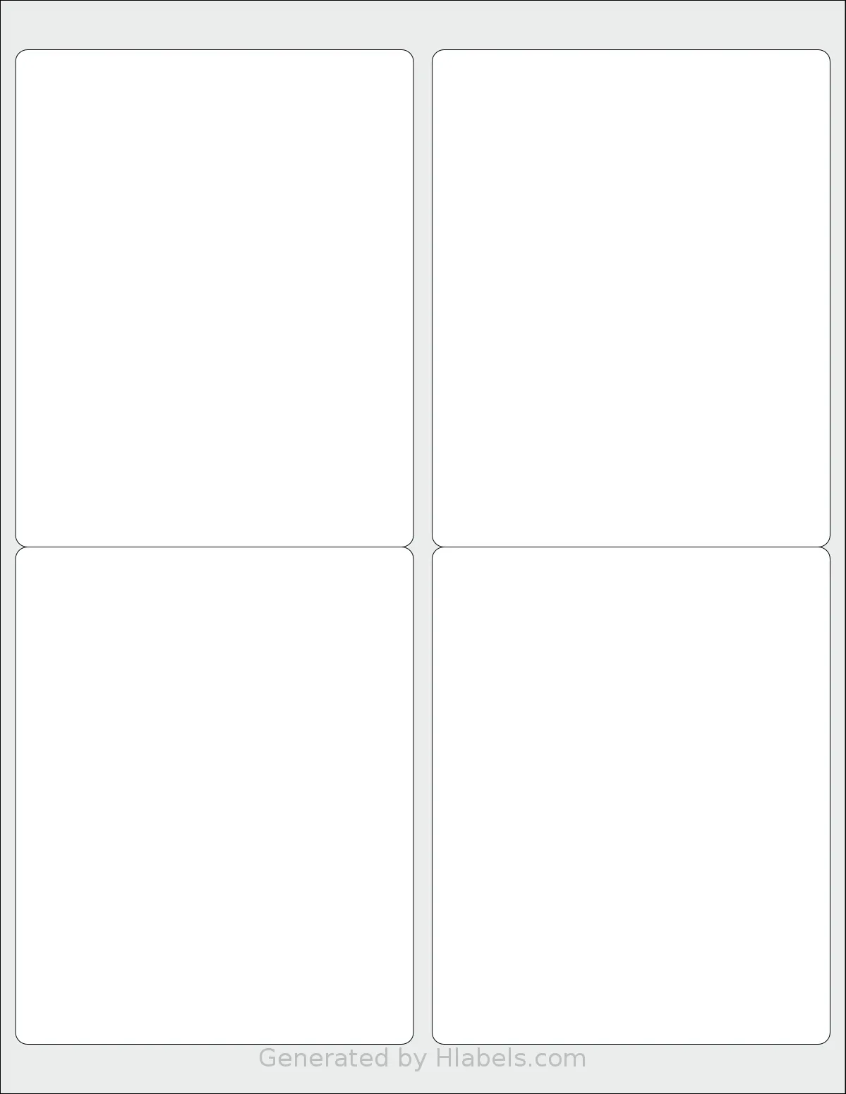 Labelsbythesheet® 0441 template with 4 rectangular 4 x 5 inch labels per sheet, on Letter-size adhesive blank label sheets.