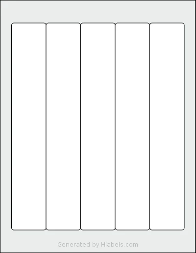 Labelsbythesheet® 0451 template with 5 rectangular 1.5 x 9 inch labels per sheet, on Letter-size adhesive blank label sheets.