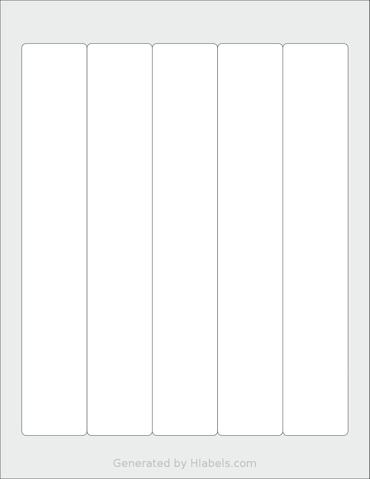Labelsbythesheet® 0451 template with 5 rectangular 1.5 x 9 inch labels per sheet, on Letter-size adhesive blank label sheets.