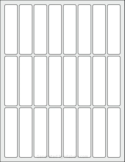 Labelsbythesheet® 0453 template with 24 rectangular 0.875 x 3.375 inch labels per sheet, on Letter-size adhesive blank label sheets.