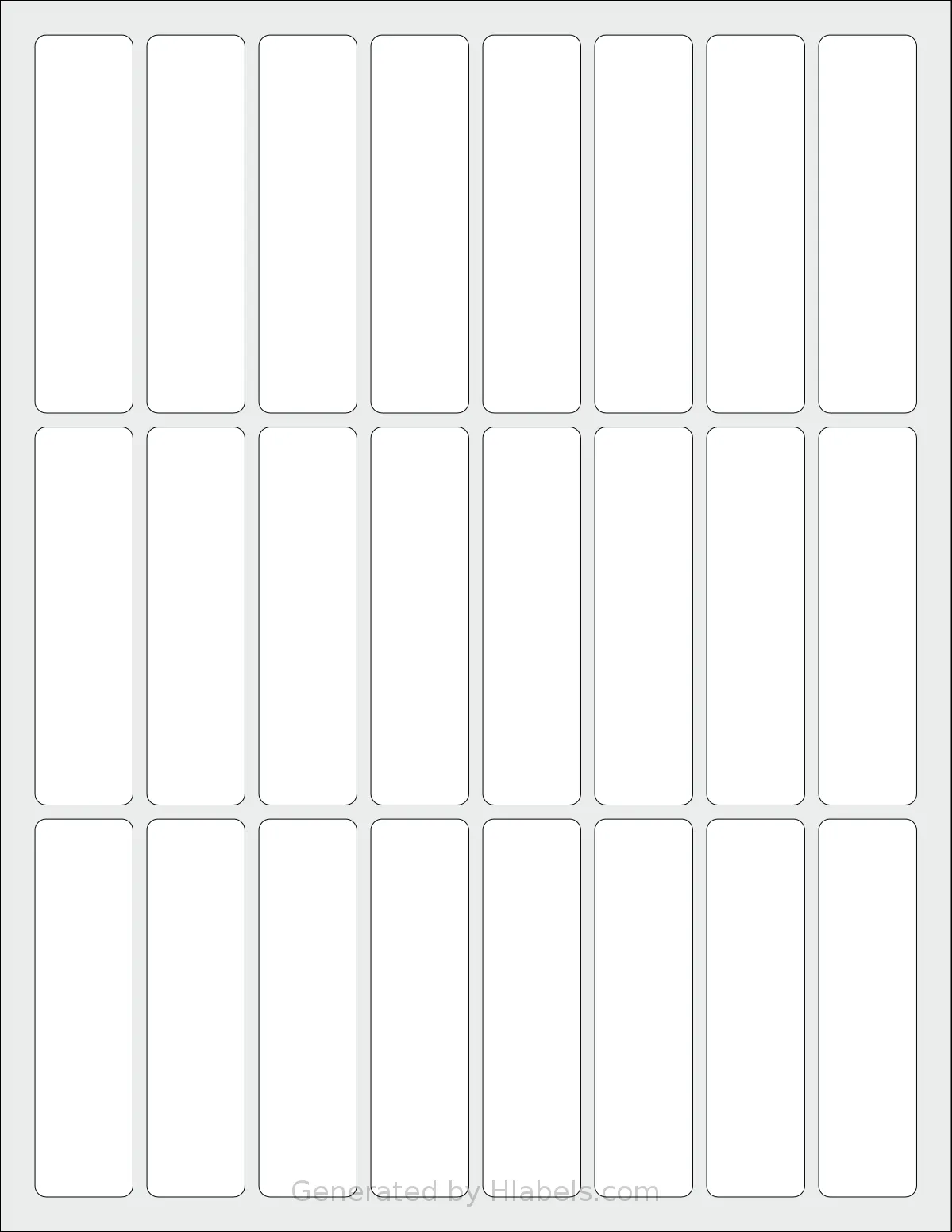 Labelsbythesheet® 0453 template with 24 rectangular 0.875 x 3.375 inch labels per sheet, on Letter-size adhesive blank label sheets.