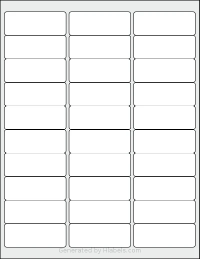 Labelsbythesheet® 0463 Template Labelsbythesheet® 0463 template with 30 rectangular 2.625 x 1 inch labels per sheet, on Letter-size adhesive blank label sheets.
