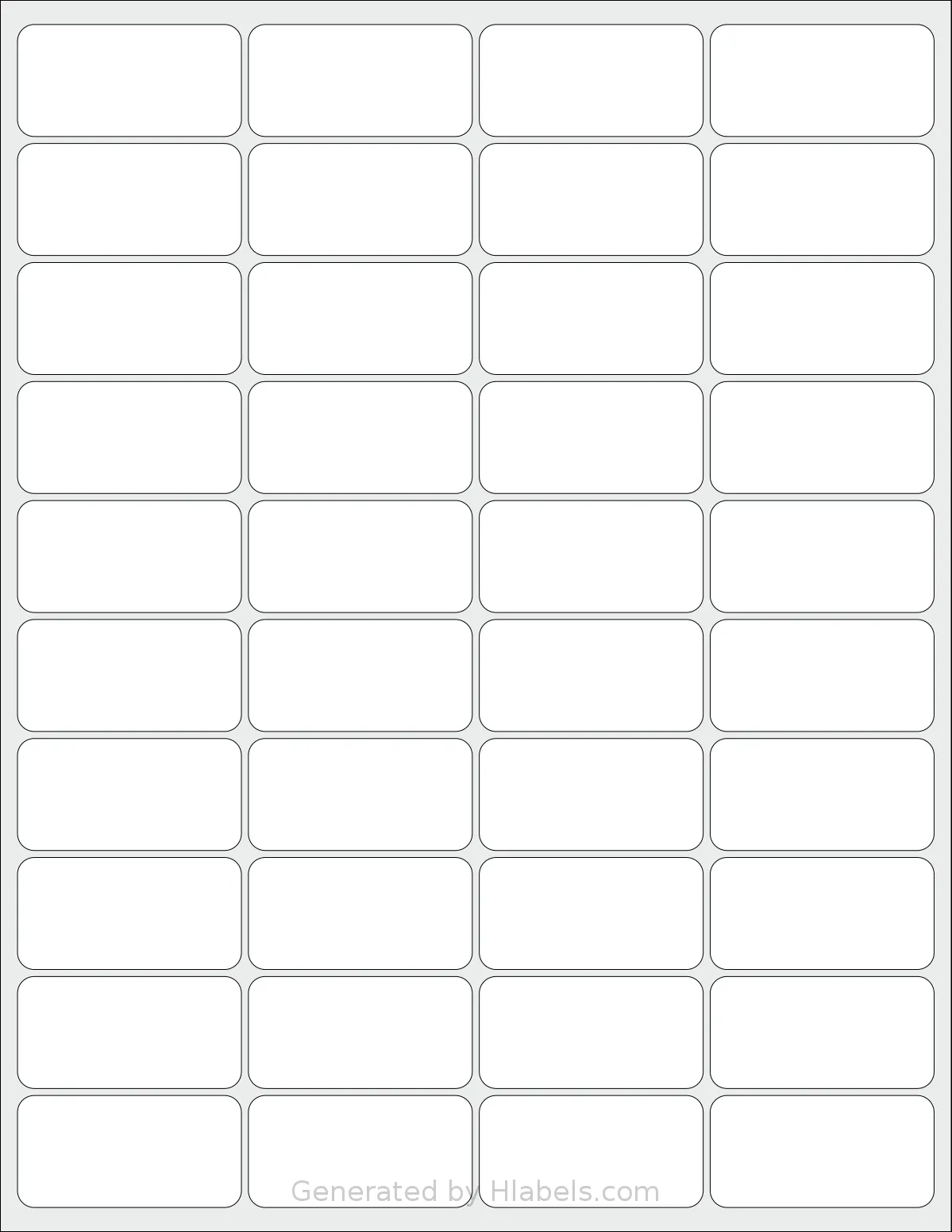 Labelsbythesheet® 0473 template with 40 rectangular 2 x 1 inch labels per sheet, on Letter-size adhesive blank label sheets.