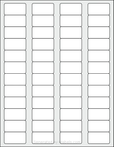Labelsbythesheet® 0483 template with 48 rectangular 1.625 x 0.875 inch labels per sheet, on Letter-size adhesive blank label sheets.