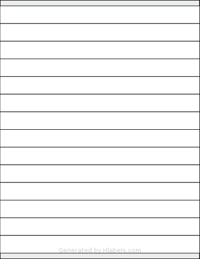 Labelsbythesheet® 0623 template with 14 rectangular 8.5 x 0.75 inch labels per sheet, on Letter-size adhesive blank label sheets.