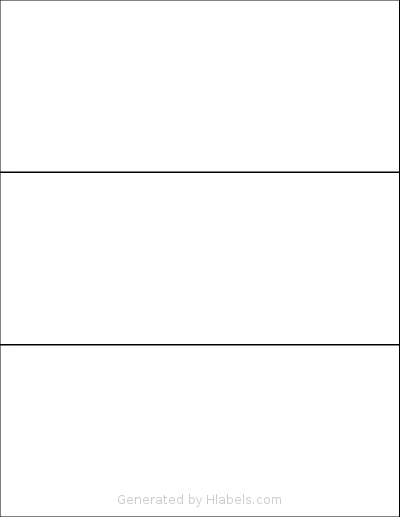 Labelsbythesheet® 0631 template with 3 rectangular 8.5 x 3.66 inch labels per sheet, on Letter-size adhesive blank label sheets.
