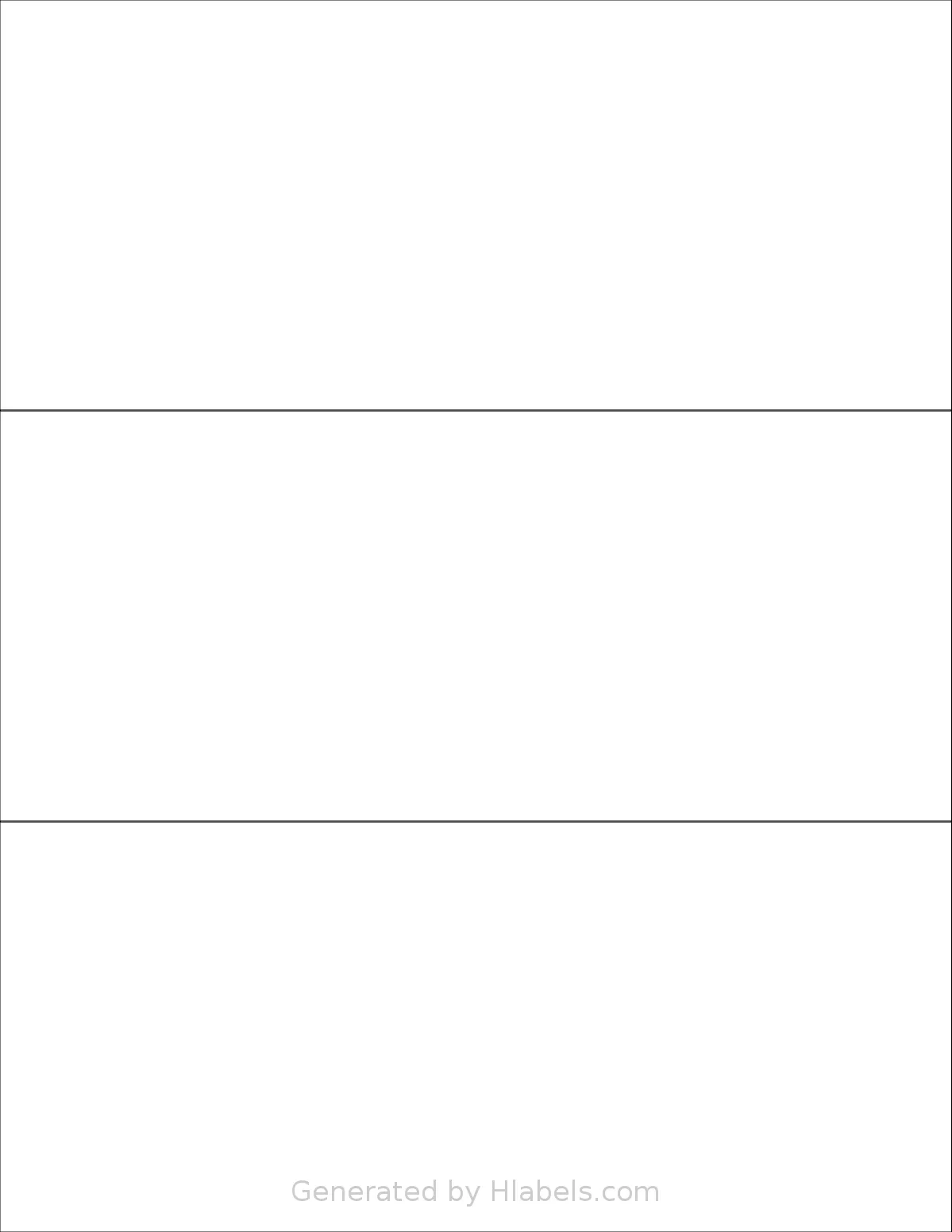 Labelsbythesheet® 0631 template with 3 rectangular 8.5 x 3.66 inch labels per sheet, on Letter-size adhesive blank label sheets.