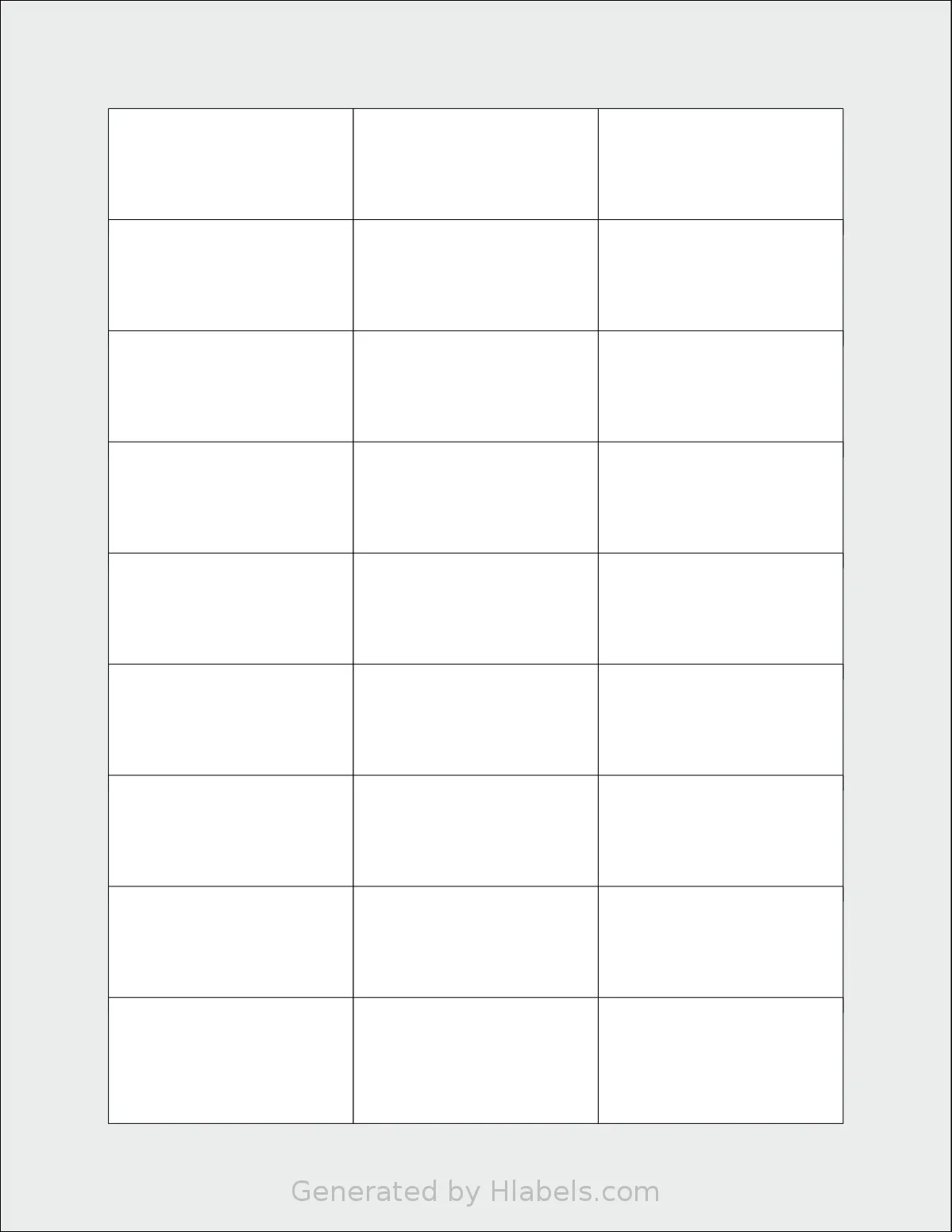 Labelsbythesheet® 0653 template with 27 rectangular 2.1875 x 1.125 inch labels per sheet, on Letter-size adhesive blank label sheets.