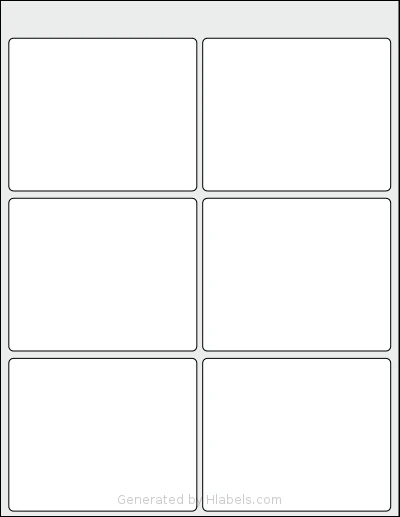 Labelsbythesheet® 0671 template with 6 rectangular 4 x 3.25 inch labels per sheet, on Letter-size adhesive blank label sheets.