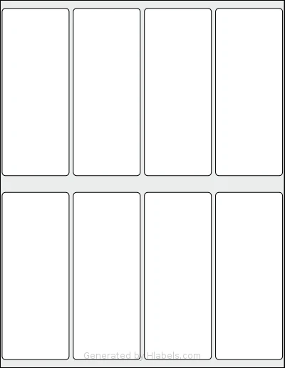 Labelsbythesheet® 0681 template with 8 rectangular 2 x 5 inch labels per sheet, on Letter-size adhesive blank label sheets.