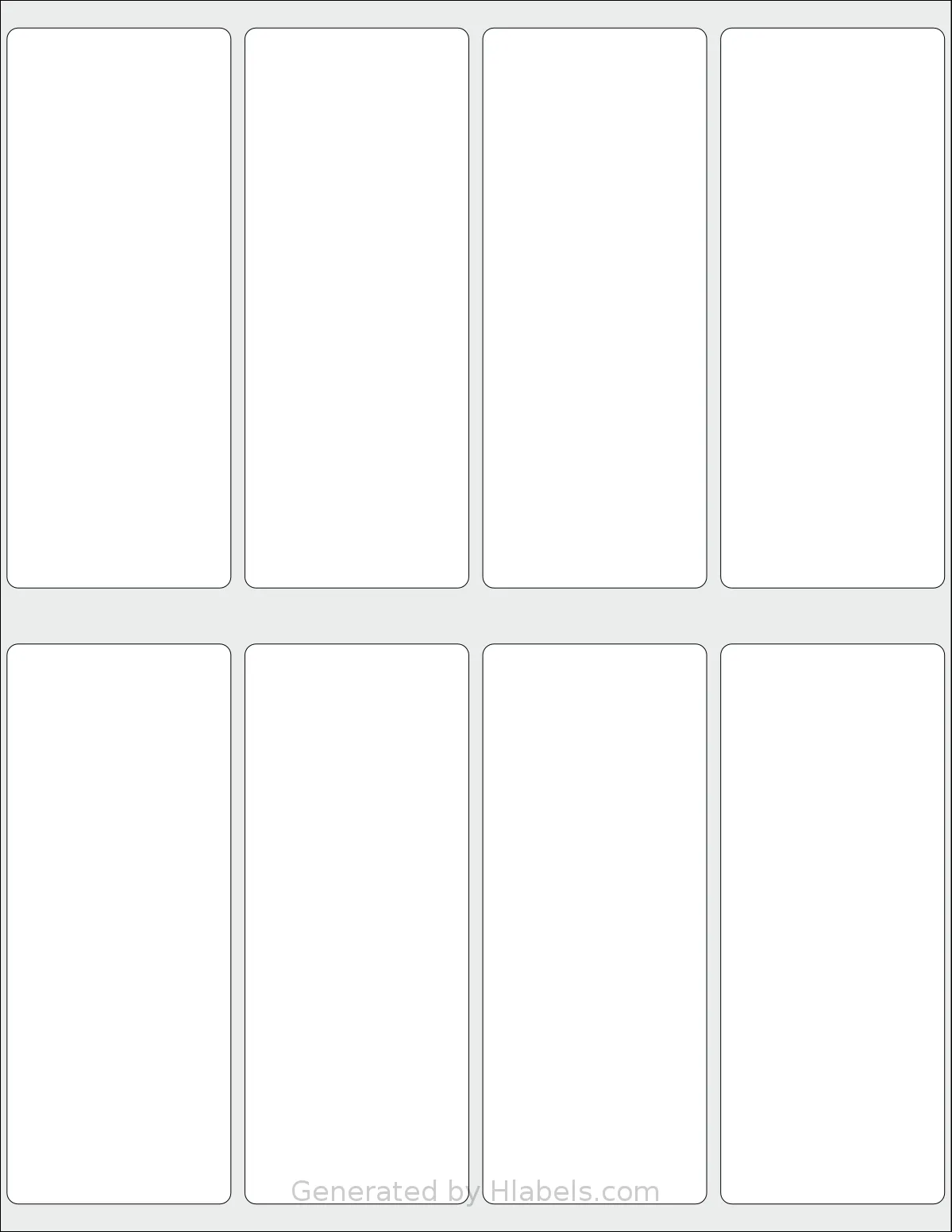 Labelsbythesheet® 0681 template with 8 rectangular 2 x 5 inch labels per sheet, on Letter-size adhesive blank label sheets.