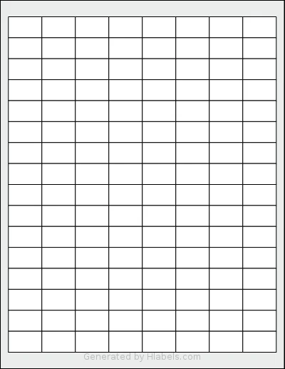 Labelsbythesheet® 0693 template with 128 rectangular 1 x 0.625 inch labels per sheet, on Letter-size adhesive blank label sheets.