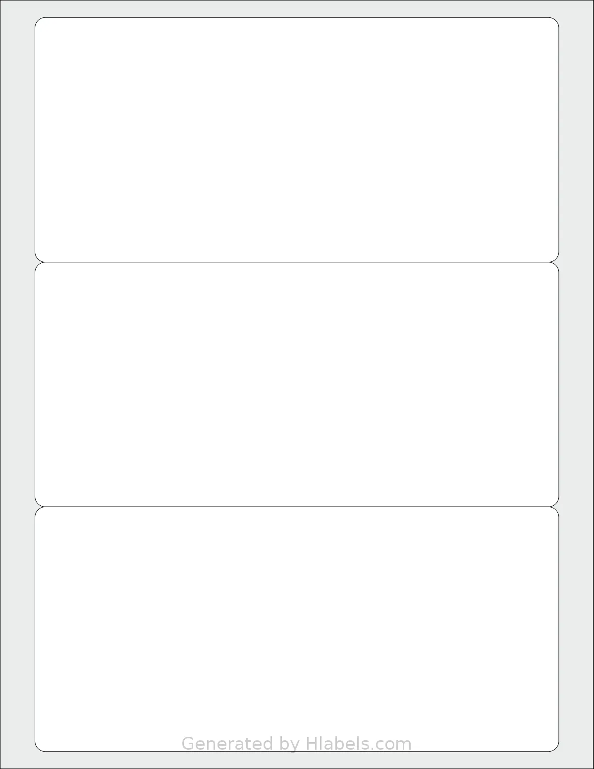 Labelsbythesheet® 0821 template with 3 rectangular 7.5 x 3.5 inch labels per sheet, on Letter-size adhesive blank label sheets.