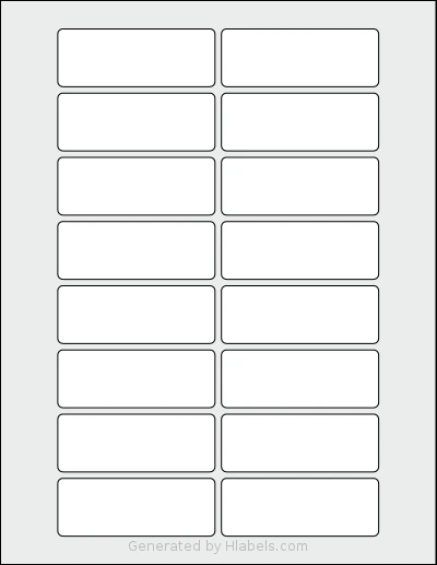 Labelsbythesheet® 0833 template with 16 rectangular 3.0625 x 1.125 inch labels per sheet, on Letter-size adhesive blank label sheets.
