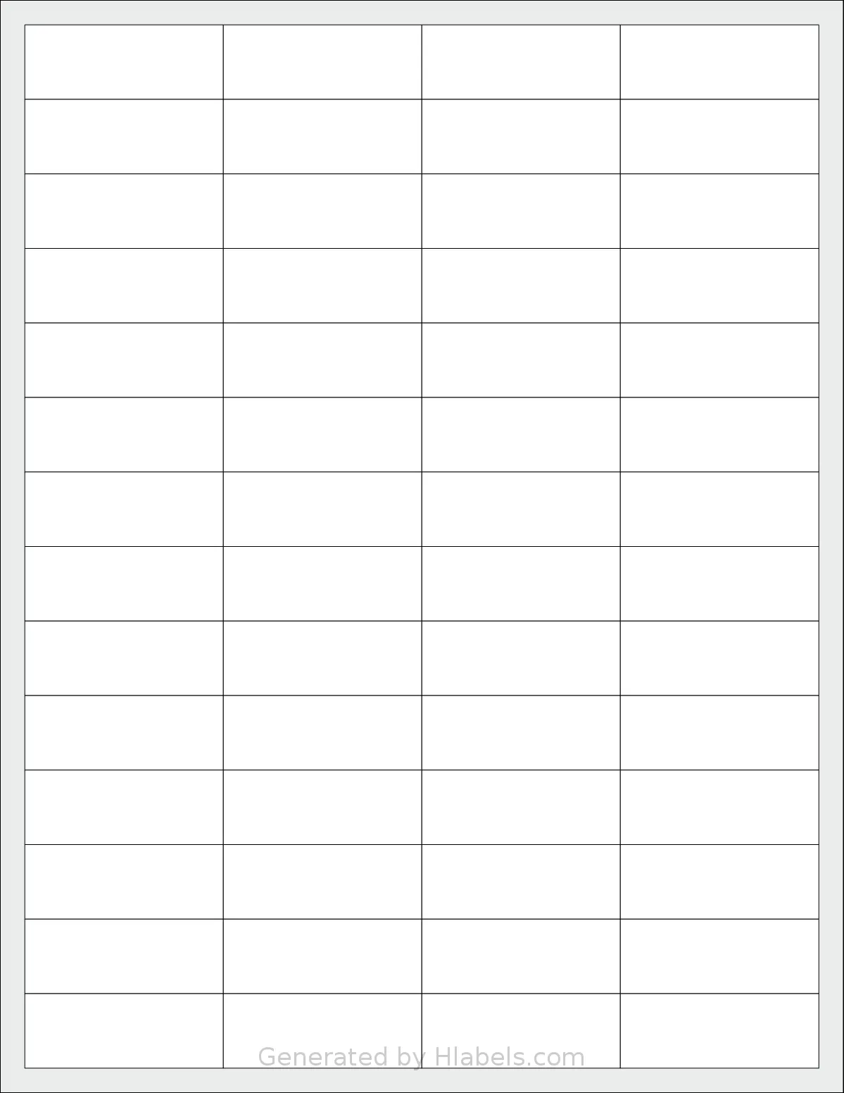 Labelsbythesheet® 0883 template with 56 rectangular 2 x 0.75 inch labels per sheet, on Letter-size adhesive blank label sheets.