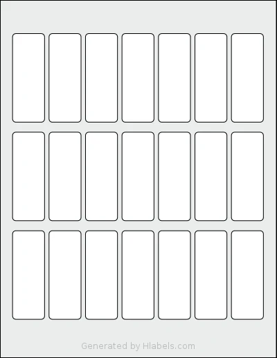 Labelsbythesheet® 0943 template with 21 rectangular 0.9831 x 2.7205 inch labels per sheet, on Letter-size adhesive blank label sheets.