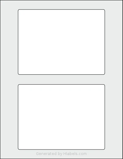 Labelsbythesheet® 1021 template with 2 rectangular 6 x 4.5 inch labels per sheet, on Letter-size adhesive blank label sheets.