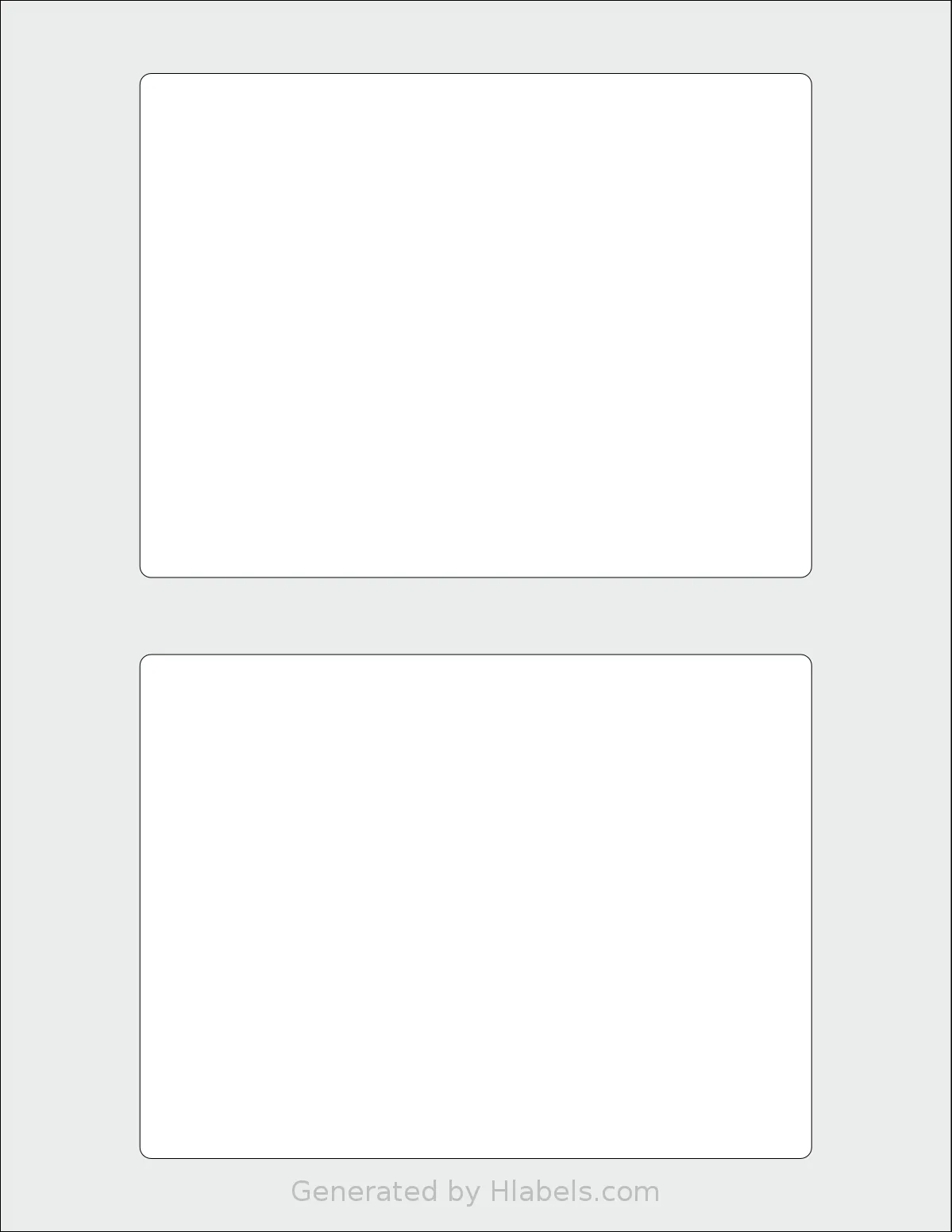 Labelsbythesheet® 1021 template with 2 rectangular 6 x 4.5 inch labels per sheet, on Letter-size adhesive blank label sheets.
