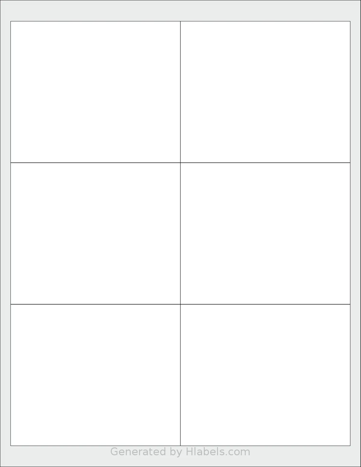 Labelsbythesheet® 1071 template with 6 rectangular 4 x 3.33 inch labels per sheet, on Letter-size adhesive blank label sheets.