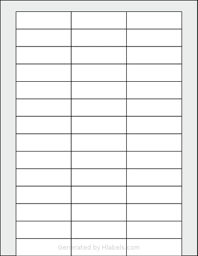 Labelsbythesheet® 1083 template with 42 rectangular 2.375 x 0.75 inch labels per sheet, on Letter-size adhesive blank label sheets.
