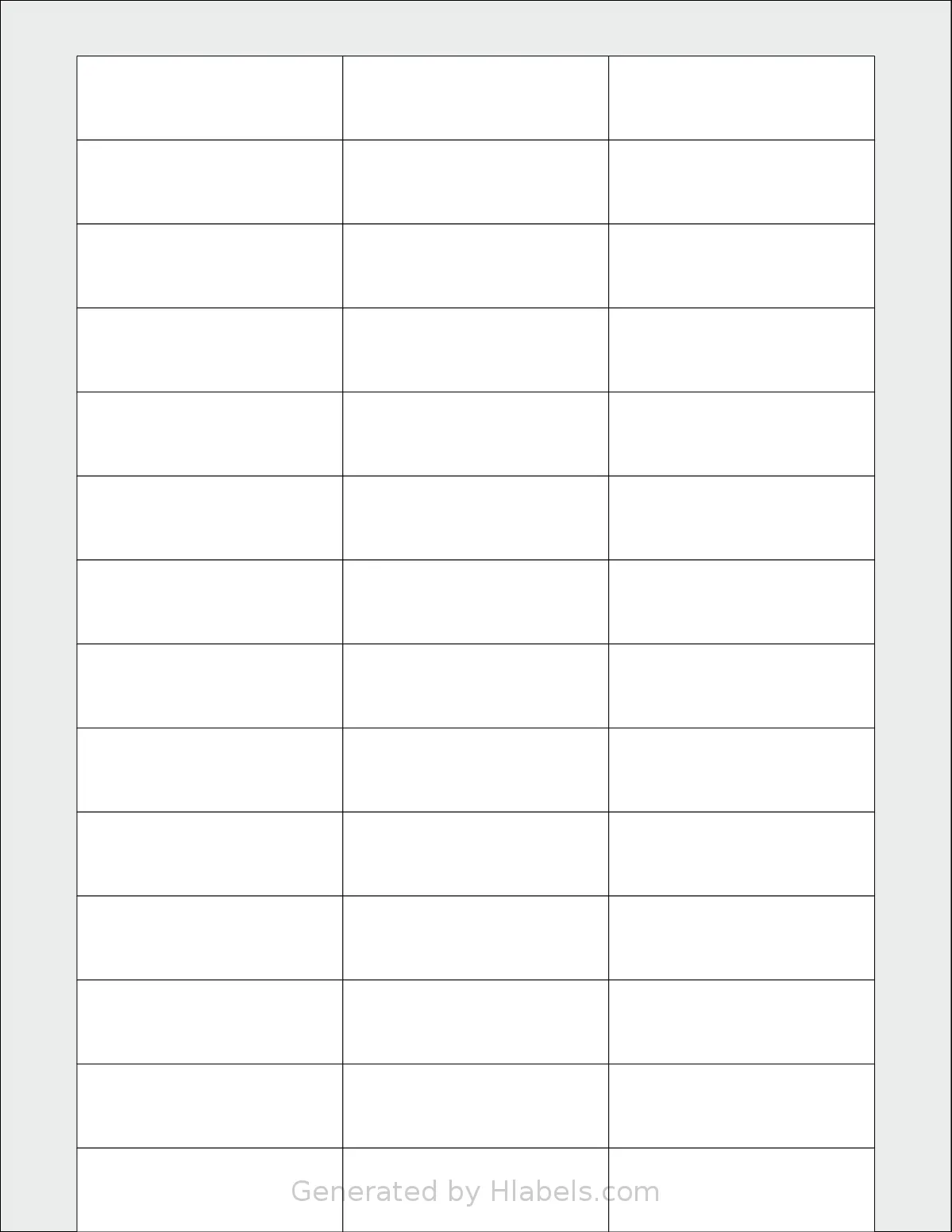 Labelsbythesheet® 1083 template with 42 rectangular 2.375 x 0.75 inch labels per sheet, on Letter-size adhesive blank label sheets.