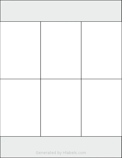 Labelsbythesheet® 1281 template with 6 rectangular 2.833 x 4 inch labels per sheet, on Letter-size adhesive blank label sheets.