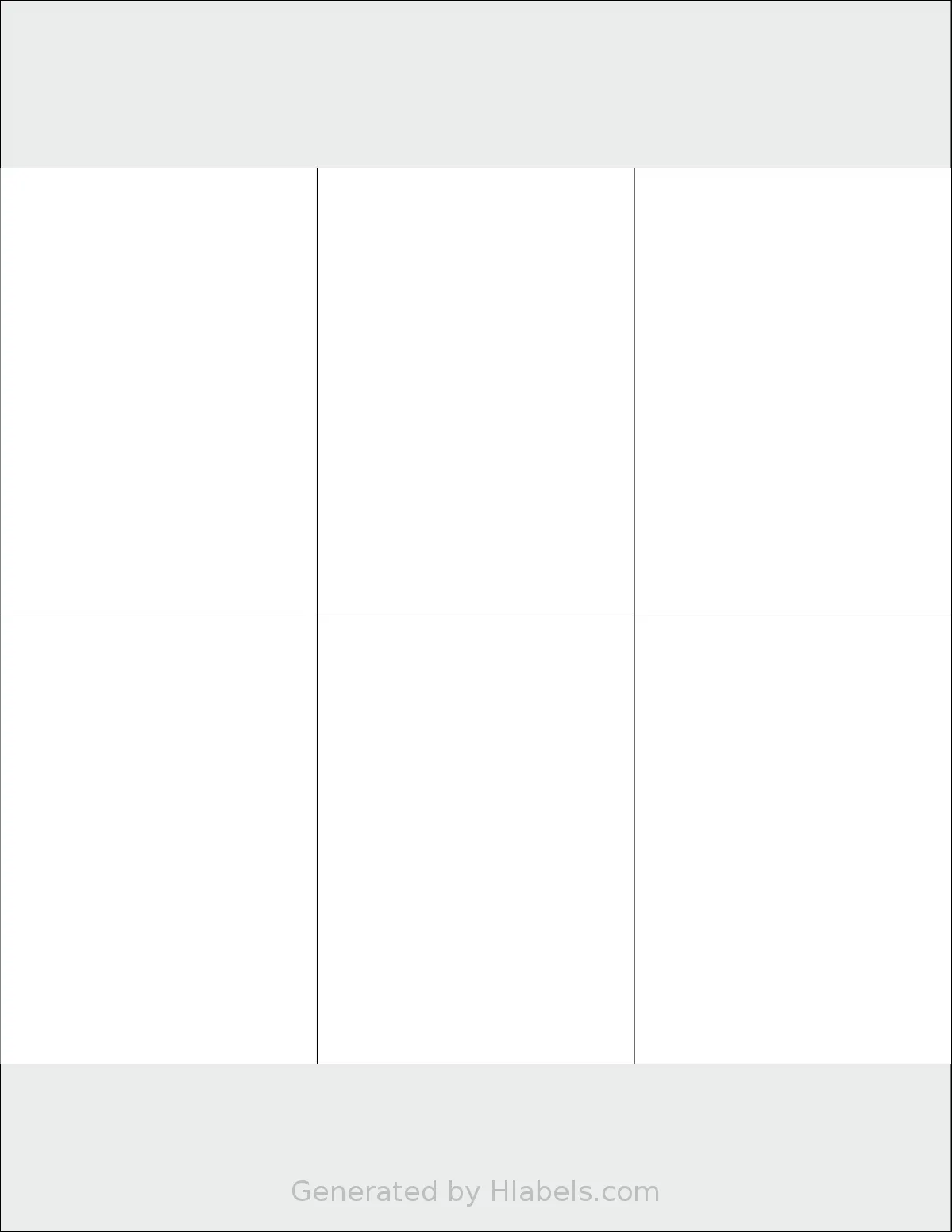 Labelsbythesheet® 1281 template with 6 rectangular 2.833 x 4 inch labels per sheet, on Letter-size adhesive blank label sheets.