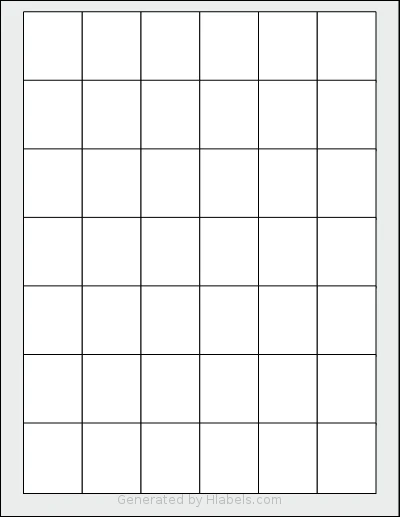 Labelsbythesheet® 1283 template with 42 rectangular 1.25 x 1.5 inch labels per sheet, on Letter-size adhesive blank label sheets.