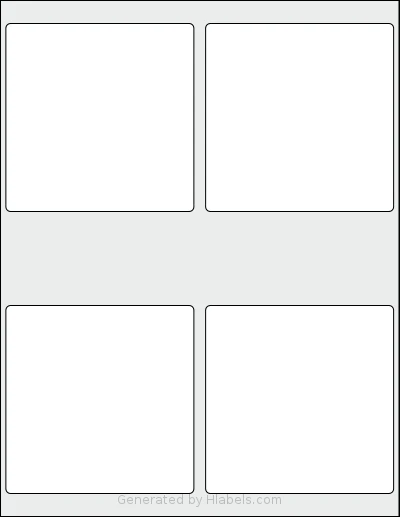 Labelsbythesheet® 1441 template with 4 square 4 x 4 inch labels per sheet, on Letter-size adhesive blank label sheets.