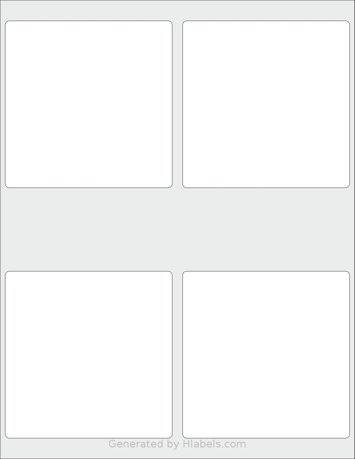 Labelsbythesheet® 1441 template with 4 square 4 x 4 inch labels per sheet, on Letter-size adhesive blank label sheets.