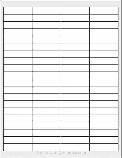 Labelsbythesheet® 1493 template with 80 rectangular 2 x 0.5 inch labels per sheet, on Letter-size adhesive blank label sheets.