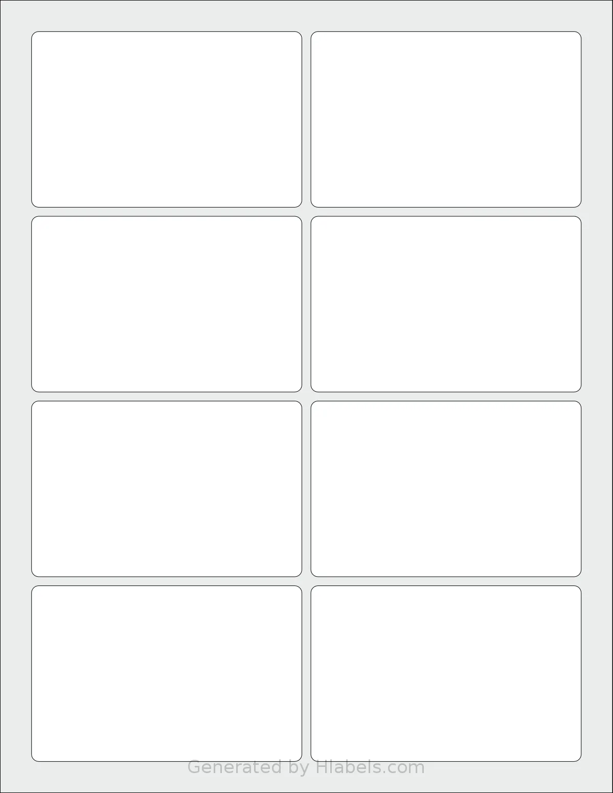 Labelsbythesheet® 1691X template with 8 rectangular 3.75 x 2.4375 inch labels per sheet, on Letter-size adhesive blank label sheets.