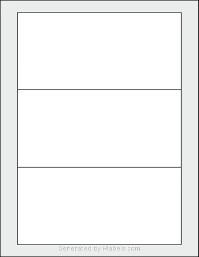 Labelsbythesheet® 1821 template with 3 rectangular 7 x 3.3125 inch labels per sheet, on Letter-size adhesive blank label sheets.