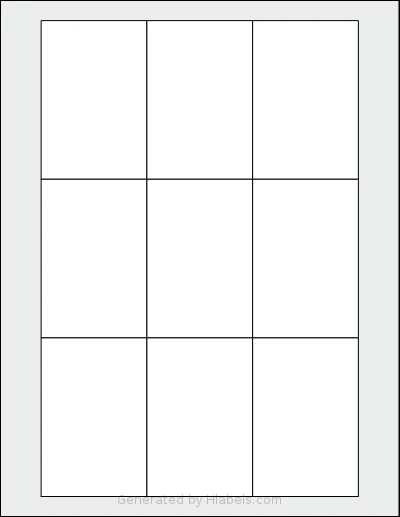 Labelsbythesheet® 2002 template with 9 rectangular 2.25 x 3.375 inch labels per sheet, on Letter-size adhesive blank label sheets.