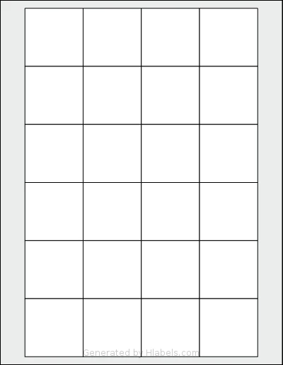 Labelsbythesheet® 3253 template with 24 square 1.75 x 1.75 inch labels per sheet, on Letter-size adhesive blank label sheets.