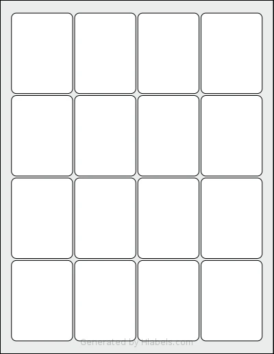 Labelsbythesheet® 3833 template with 16 rectangular 1.9 x 2.5 inch labels per sheet, on Letter-size adhesive blank label sheets.