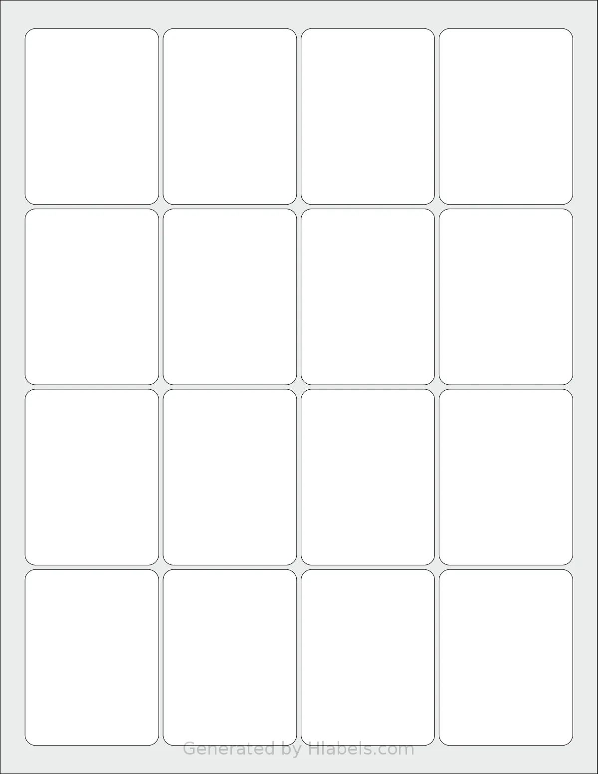 Labelsbythesheet® 3833 template with 16 rectangular 1.9 x 2.5 inch labels per sheet, on Letter-size adhesive blank label sheets.