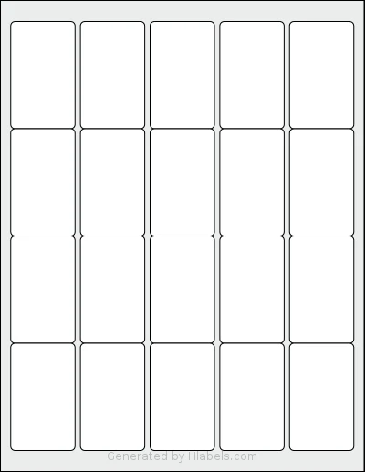 Labelsbythesheet® 4243 template with 20 rectangular 1.5 x 2.5 inch labels per sheet, on Letter-size adhesive blank label sheets.