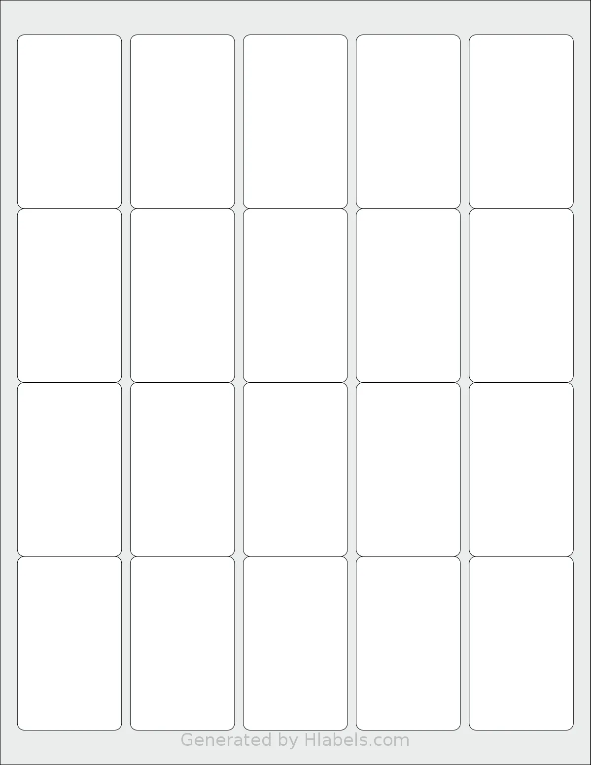 Labelsbythesheet® 4243 template with 20 rectangular 1.5 x 2.5 inch labels per sheet, on Letter-size adhesive blank label sheets.