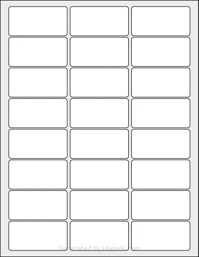 Labelsbythesheet® 4253 template with 24 rectangular 2.5 x 1.25 inch labels per sheet, on Letter-size adhesive blank label sheets.